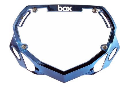 BMX Nummerbord BOX Blue Chrome